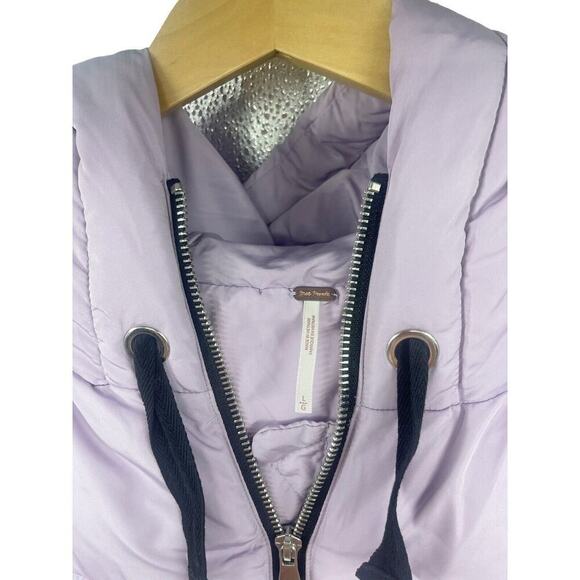 Free People Hailey Puffer Coat in Lilac Oversized Winter Jacket Boho Colorful L - Picture 2 of 8